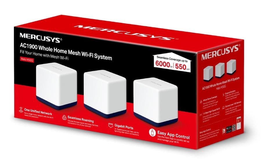 Σύστημα Wi-Fi πλέγματος MERCUSYS Halo H50G, 1.9Gbps διπλής ζώνης, 3τμχ, Έκδ. 1.0 5