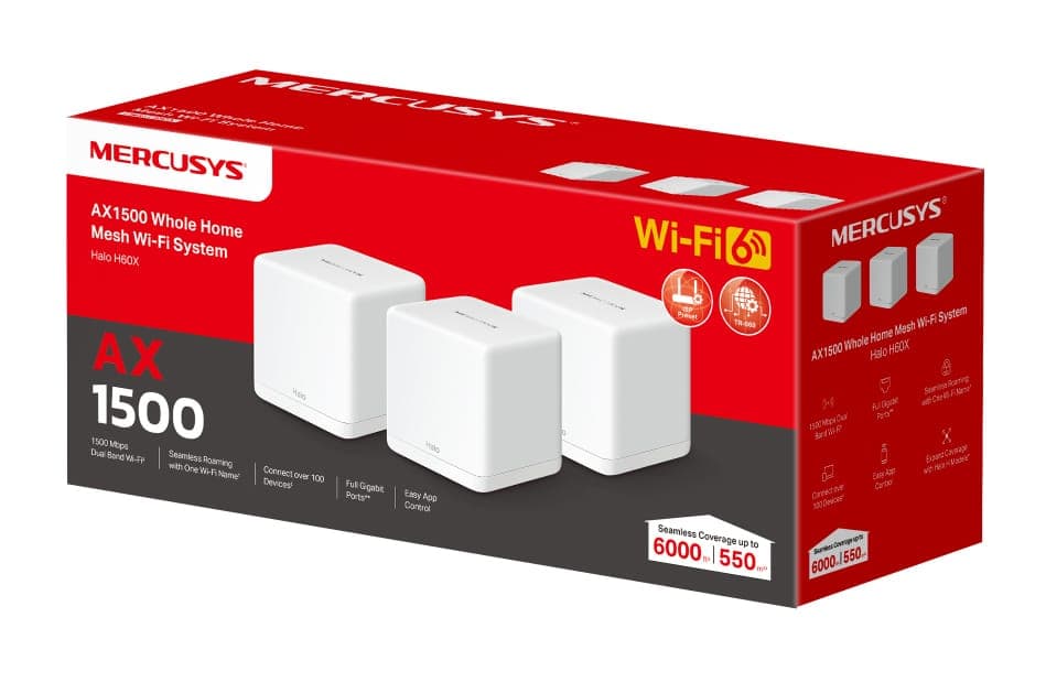 Σύστημα MERCUSYS Mesh WiFi 6 Halo H60X, 1500Mbps Διπλής Ζώνης, 3τμχ, V.1.0 8