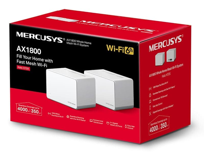 Σύστημα MERCUSYS Mesh Wi-Fi 6 Halo H70X, 1.8Gbps Διπλής Ζώνης, 2τμχ, Έκδ. 1.0 3