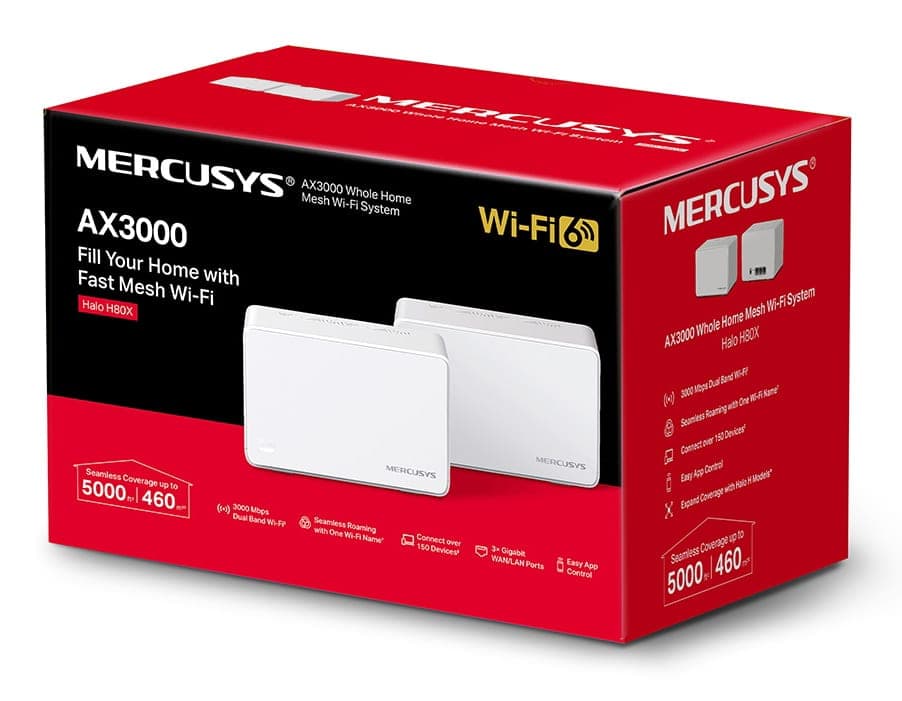 Σύστημα MERCUSYS Mesh Wi-Fi 6 Halo H80X, 3Gbps Διπλής Ζώνης, 2τμχ, Έκδ. 1.0 3