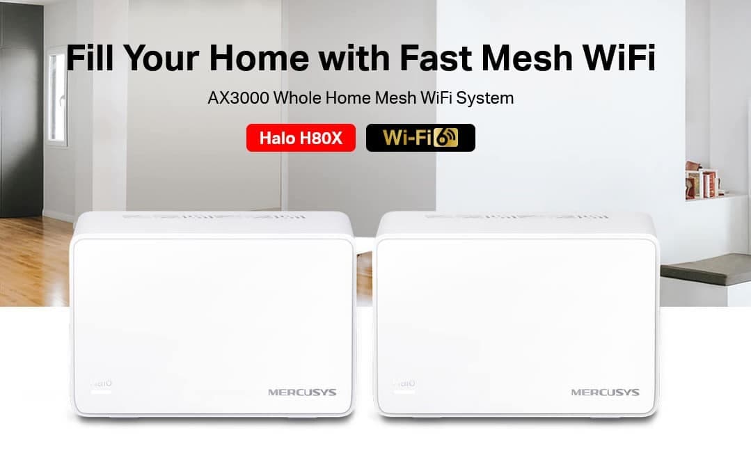 Σύστημα MERCUSYS Mesh Wi-Fi 6 Halo H80X, 3Gbps Διπλής Ζώνης, 2τμχ, Έκδ. 1.0 2