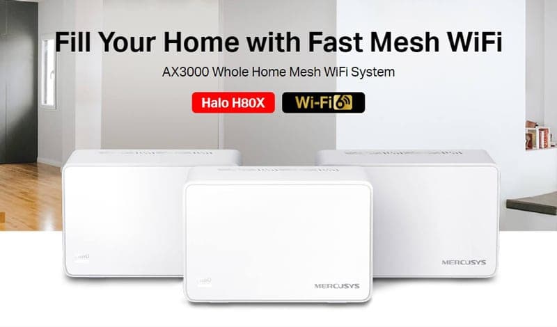 Σύστημα MERCUSYS Mesh Wi-Fi 6 Halo H80X, 3Gbps Διπλής Ζώνης, 3τμχ, Έκδ. 1.0 2