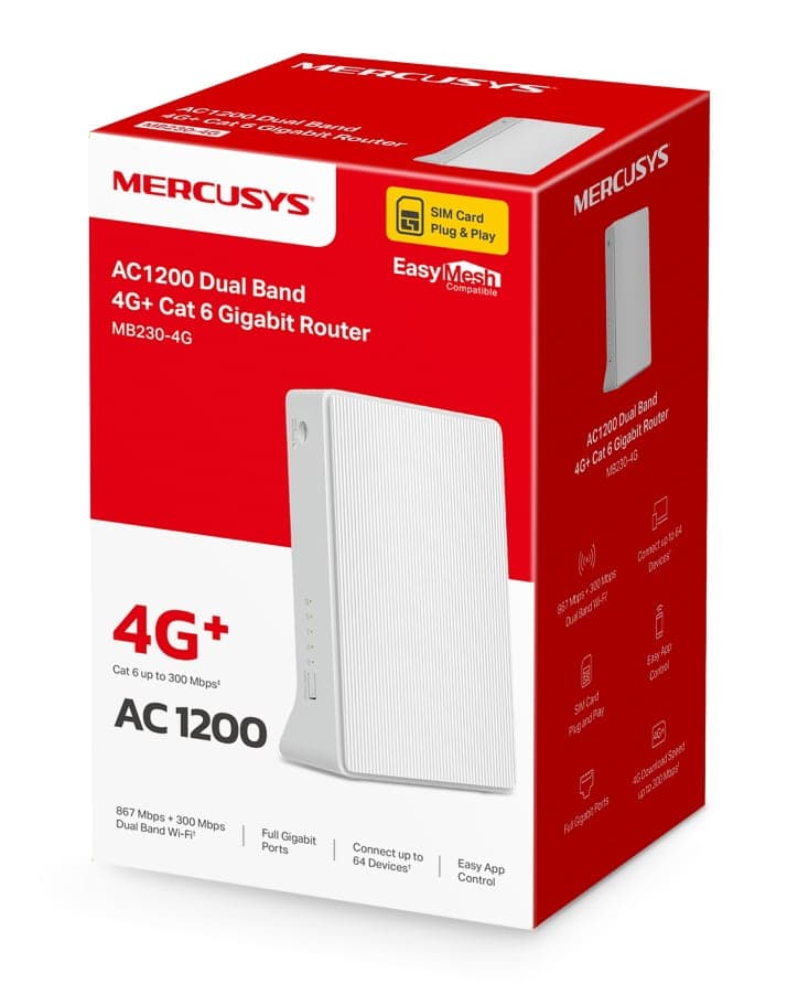 Δρομολογητής MERCUSYS MB230-4G, 4G+ Cat6, 1200Mbps AC1200, Έκδ. 1.0 8