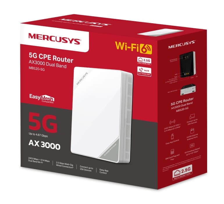 MERCUSYS Router MB520-5G με θύρα τηλεφώνου, 5G, AX3000 Dual Band WiFi 6, 3000Mbps, V.1.0 10