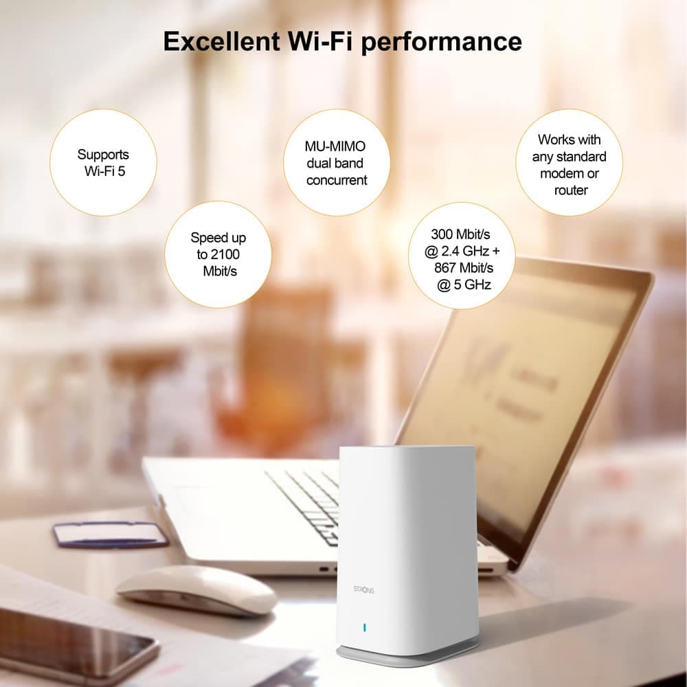 STRONG WiFi Mesh Home Kit ATRIA 2100, 2100Mbps Dual Band, 2τμχ 2