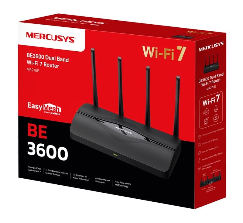 Δρομολογητής MERCUSYS MR27BE, WiFi 7, 3.6Gbps BE3600, EasyMesh, Έκδ. 1.20 3