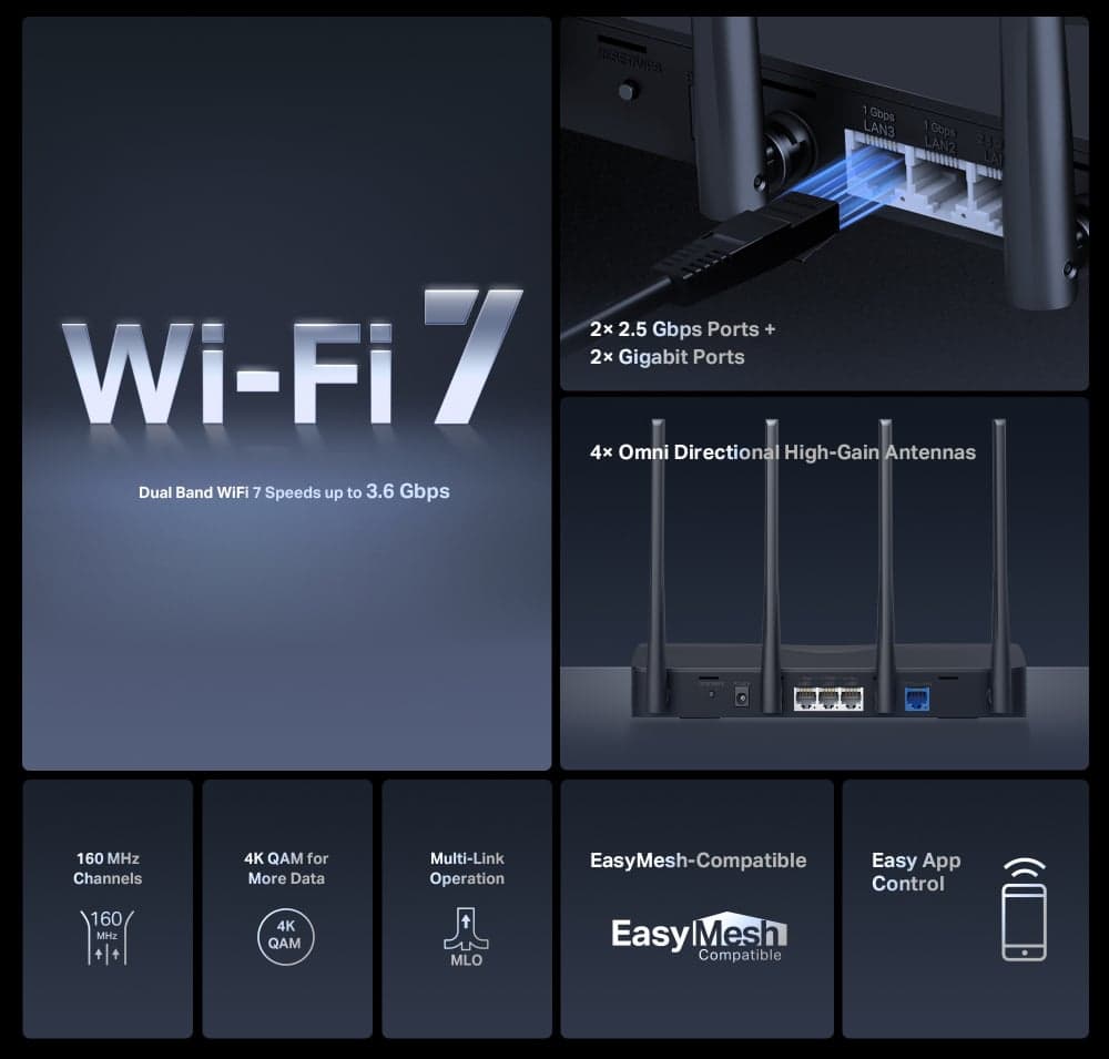 Δρομολογητής MERCUSYS MR27BE, WiFi 7, 3.6Gbps BE3600, EasyMesh, Έκδ. 1.20 4