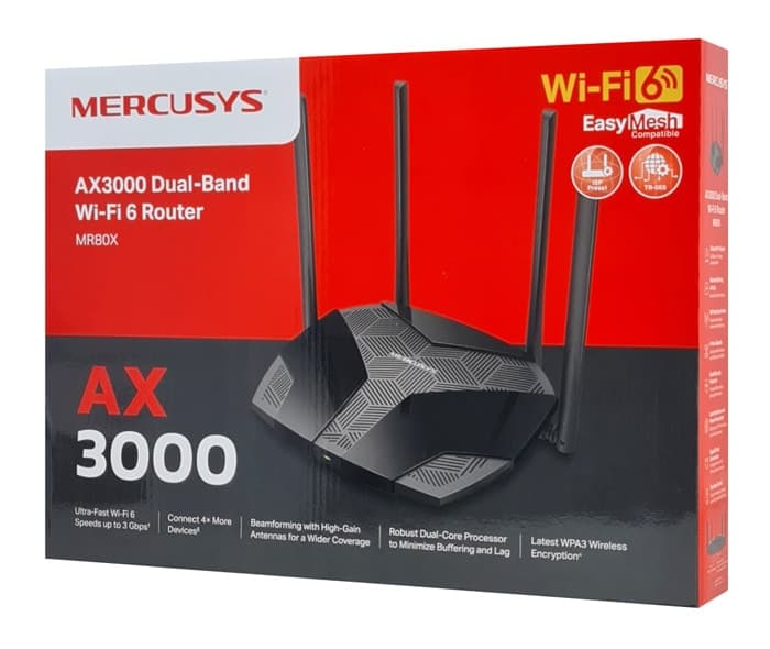 Δρομολογητής MERCUSYS MR80X, Wi-Fi 6, 3Gbps AX3000, Διπλή ζώνη 5