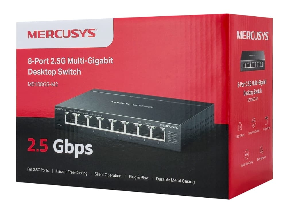 MERCUSYS επιτραπέζιος διακόπτης MS108GS-M2, θύρες 8x 2,5Gbps, UN/1.0 3