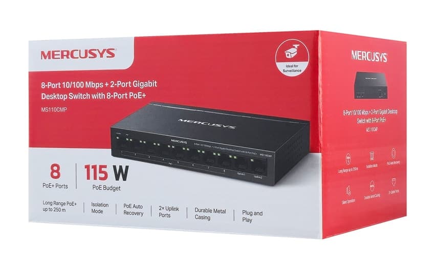 MERCUSYS Desktop Switch MS110CMP, 8x 10/100Mbps PoE+, 2x Gigabit, Έκδ. 1.0 6