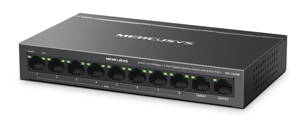 MERCUSYS Desktop Switch MS110CMP, 8x 10/100Mbps PoE+, 2x Gigabit, Έκδ. 1.0