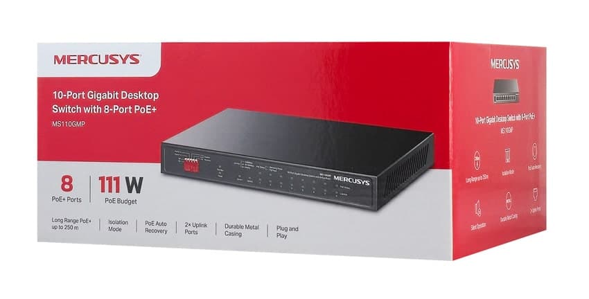 MERCUSYS Επιτραπέζιος Διακόπτης MS110GMP, 8x 10/100/1000Mbps PoE+, 2x Gigabit, Έκδ. 1.0 3