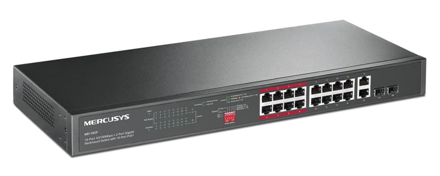 Διακόπτης rackmount MERCUSYS MS118CP, 16x 10/100Mbps PoE+ & 2x Gigabit θυρές, UN/1.0 3