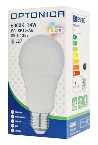 OPTONICA LED λάμπα A60 1357, 14W, 6000K, E27, 1380lm 2