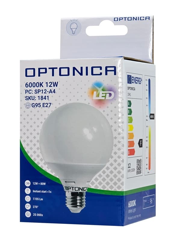 OPTONICA LED λάμπα G95 1841, 12W, 6000K, E27, 1200lm 3