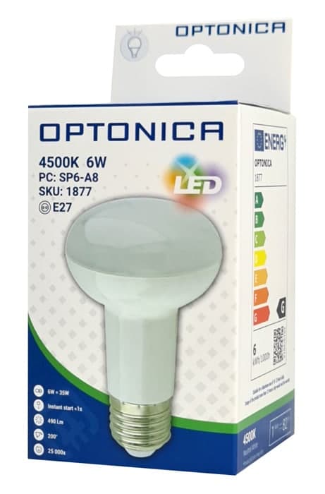 OPTONICA LED λάμπα R63 1877, 6W, 4500K, E27, 480lm 3