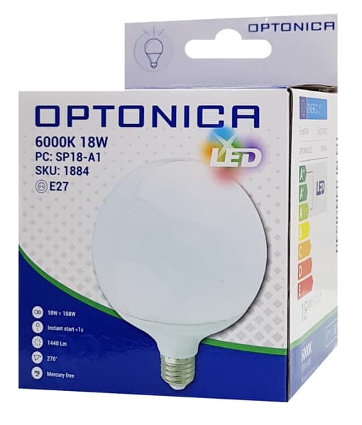 OPTONICA LED λάμπα G120 1884, 18W, 6000K, E27, 1440lm 2