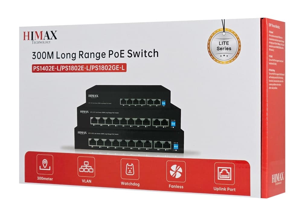 HIMAX PoE switch PS1402E-L, 4x Ethernet PoE & 2x Ethernet θύρες, έως 100Mbps 9