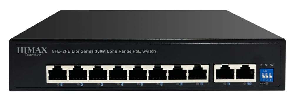 HIMAX PoE switch PS1802E-L, 8x Ethernet PoE & 2x Ethernet θύρες, έως 100Mbps