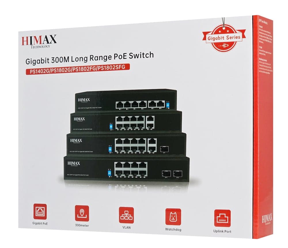HIMAX PoE switch PS1802G, 8x Ethernet PoE & 2x Ethernet θύρες, έως 1000Mbps 3