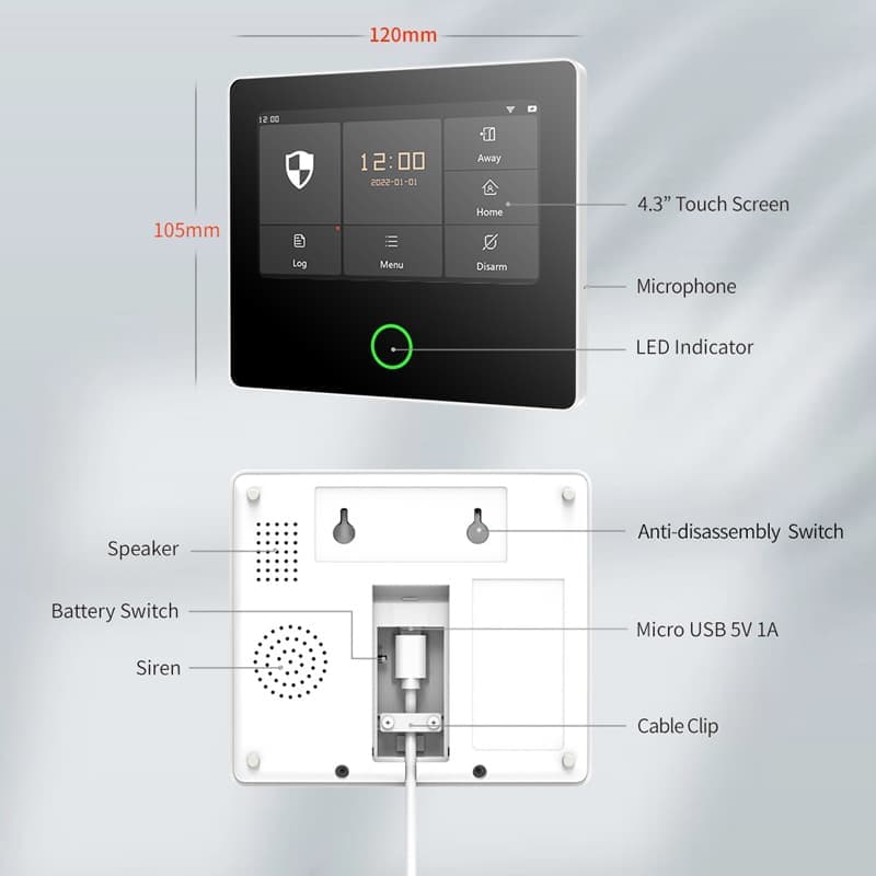 POWERTECH ασύρματο σύστημα συναγερμού PT-1125, αφής, Wi-Fi, 2G, TUYA 4