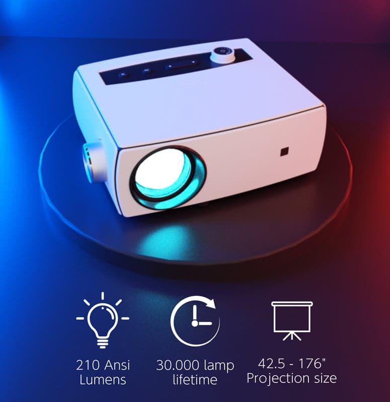 POWERTECH LED βιντεοπροβολέας PT-1158, ηχείο, 1080p, 210 ANSI lm, λευκός 2