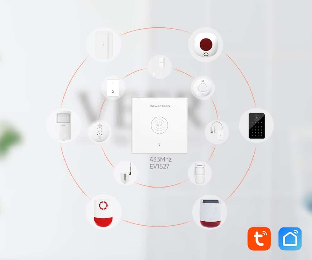 POWERTECH smart ασύρματο σύστημα συναγερμού PT-1285, RFID, WiFi, TUYA 3