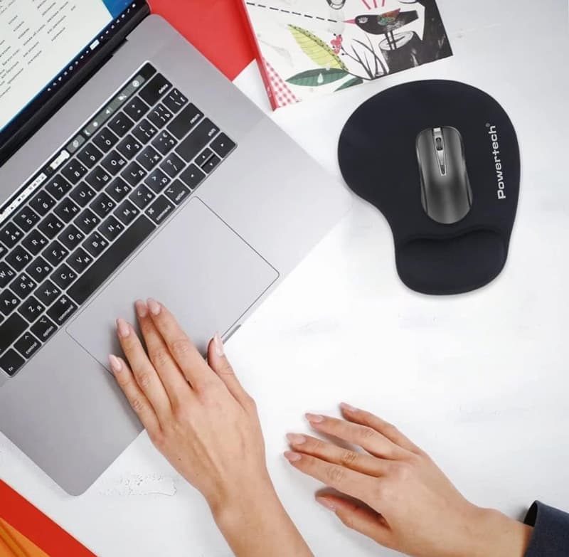 POWERTECH mouse pad PT-1293 με στήριγμα καρπού, 23x19x1.8cm, μαύρο 2