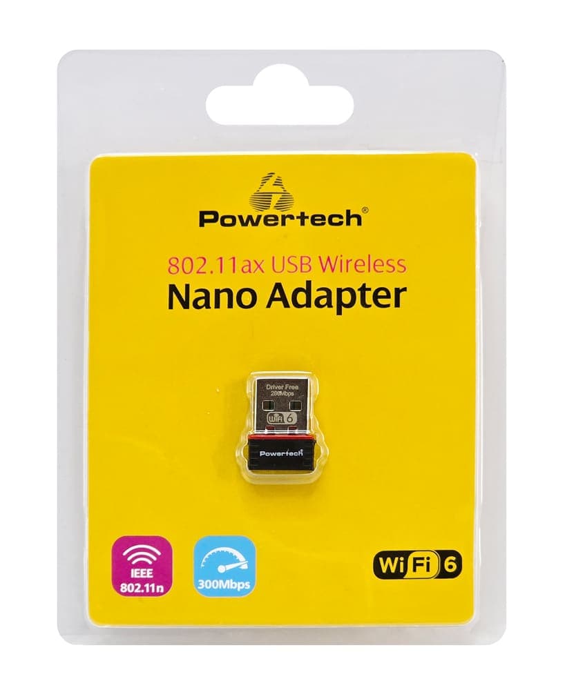 POWERTECH ασύρματος USB αντάπτορας δικτύου PT-1383, 300Mbps WiFi 6 4