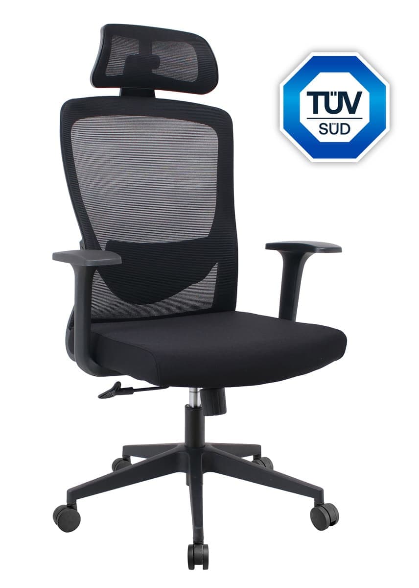POWERTECH καρέκλα γραφείου PT-1390 με μπράτσα και ανάκλιση, ρυθμιζόμενο ύψος, μαύρη