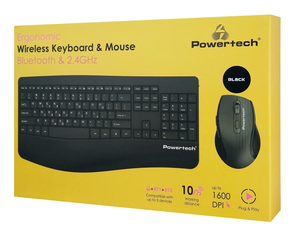 POWERTECH set ποντίκι & πληκτρολόγιο PT-1490, 2.4GHz & Bluetooth, μαύρο 7