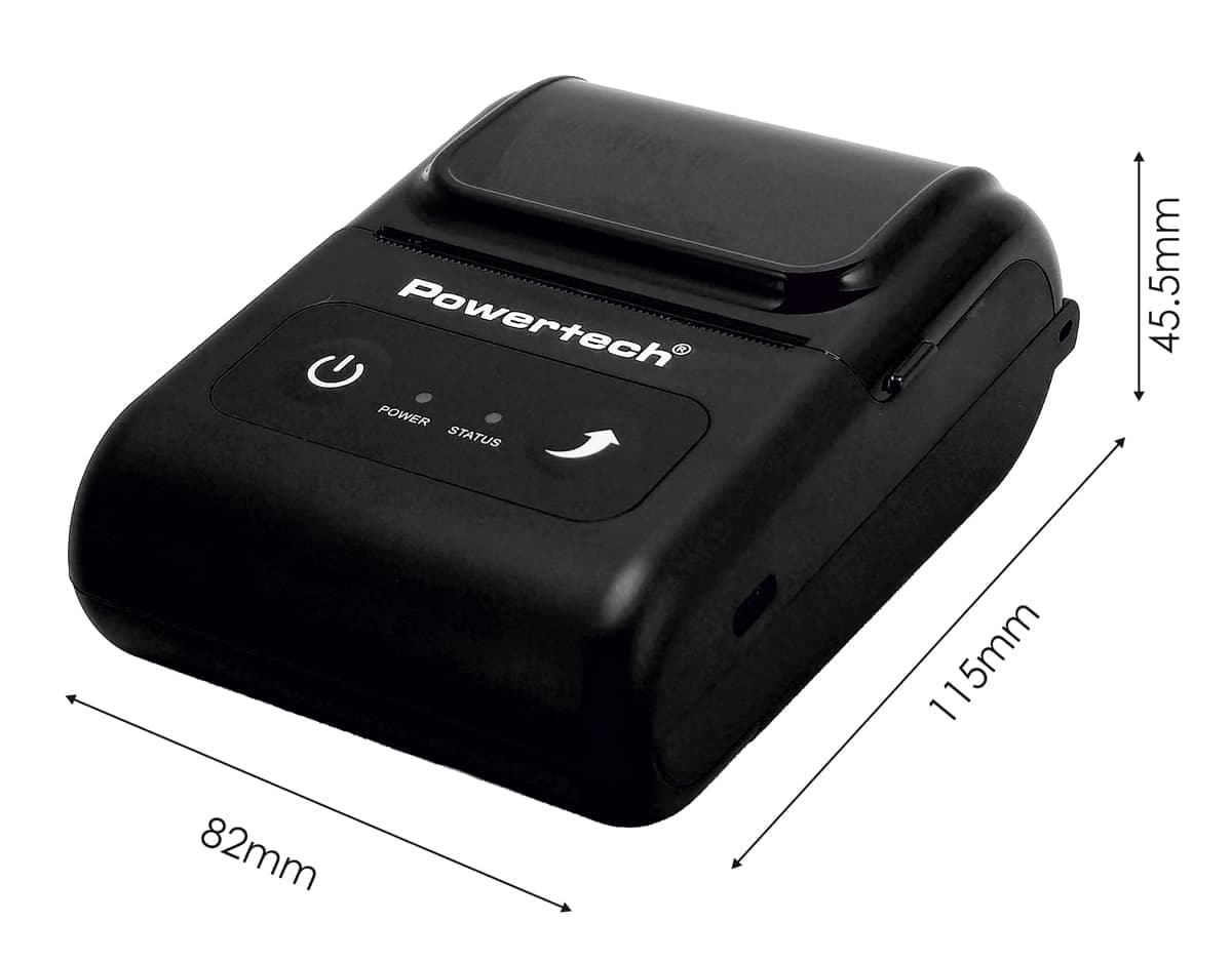 POWERTECH φορητός θερμικός εκτυπωτής αποδείξεων PT-1508, USB-C/Bluetooth, μαύρος 5