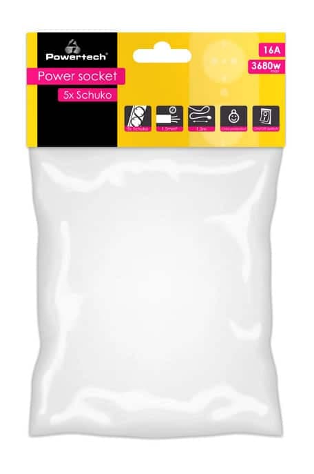 POWERTECH πολύπριζο PT-875, 5x schuko, 16A, 1.5m, μαύρο 2