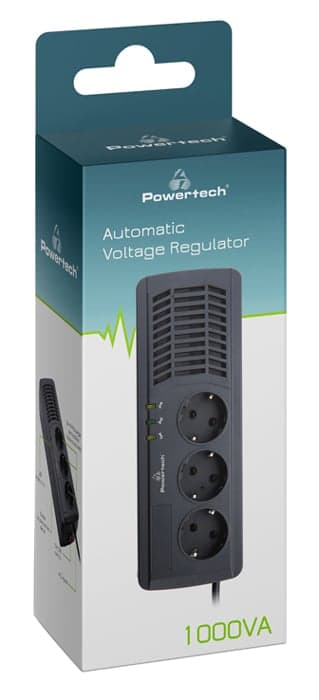 POWERTECH σταθεροποιητής ρεύματος PT-AVR1000I, 1000VA/500W, 3x schuko 3
