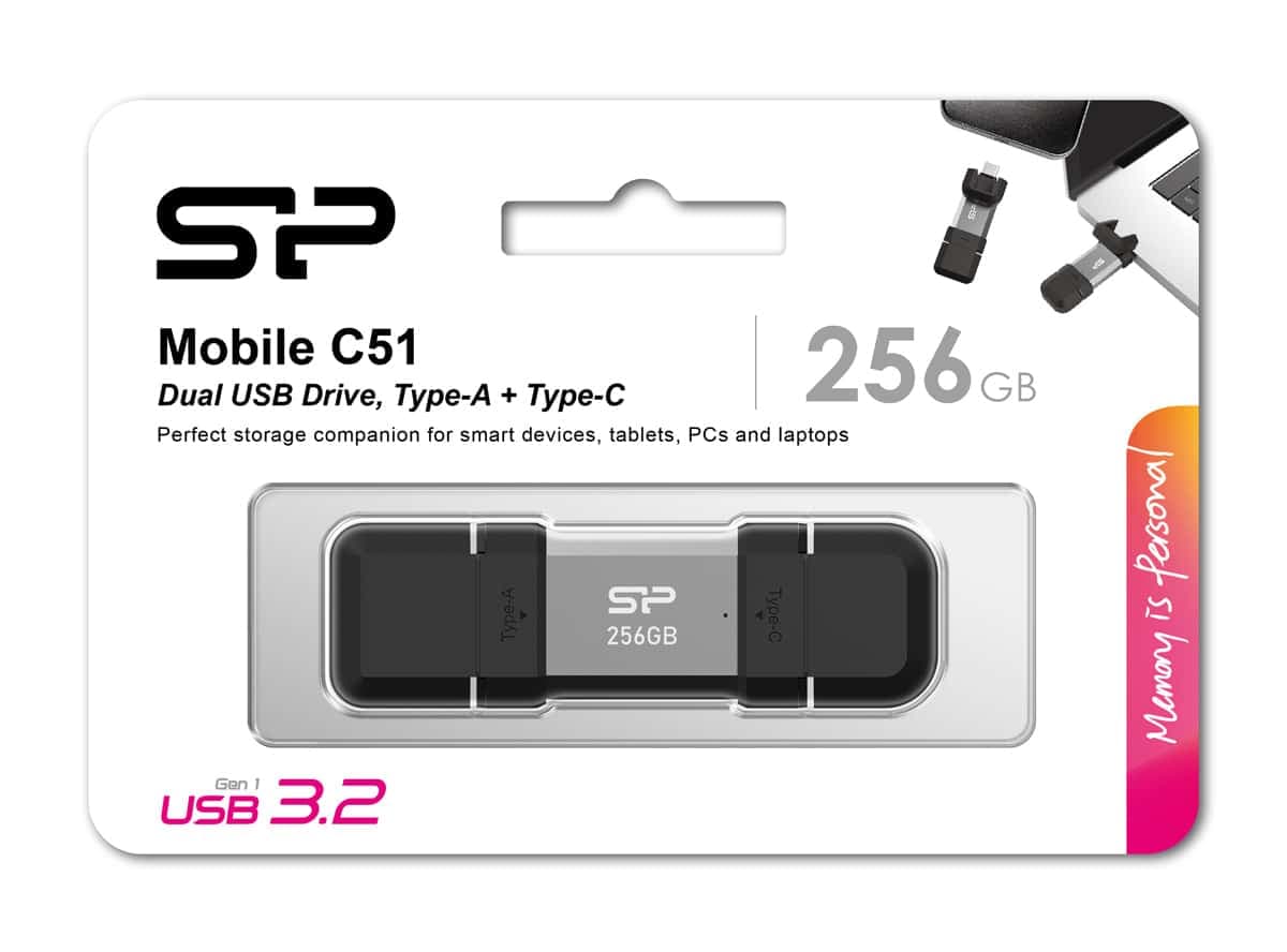 SILICON POWER USB Flash Drive C51, USB/USB-C, 256GB, 200MBps, ασημί 6