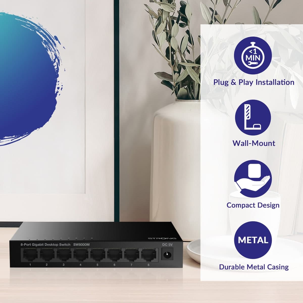 STRONG switch SW5000M, 8x Gigabit θύρες, 1000Mbps 5