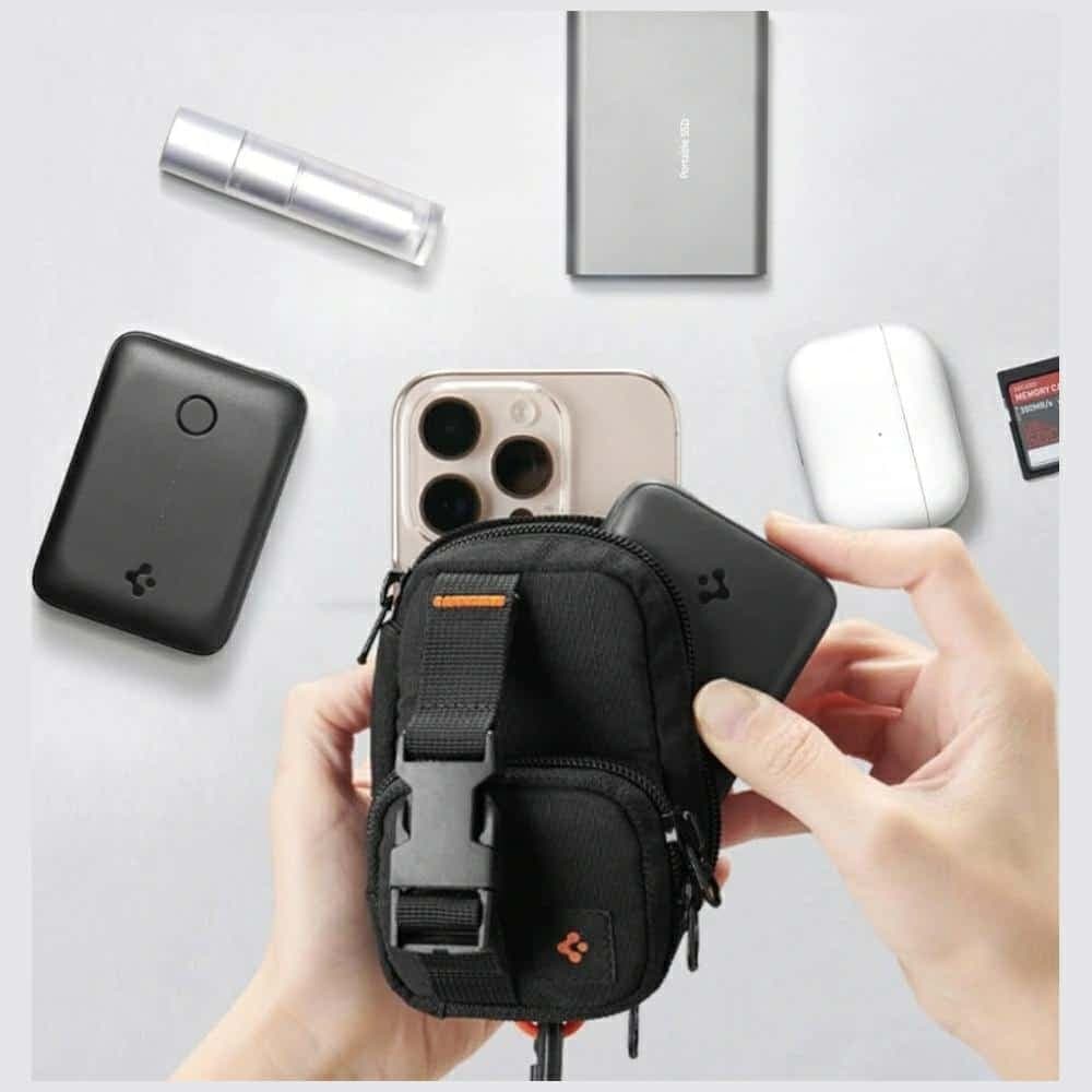 Μαγνητικός οργανωτής τηλεφώνου Spigen Snap Zip MagSafe μαύρος 4