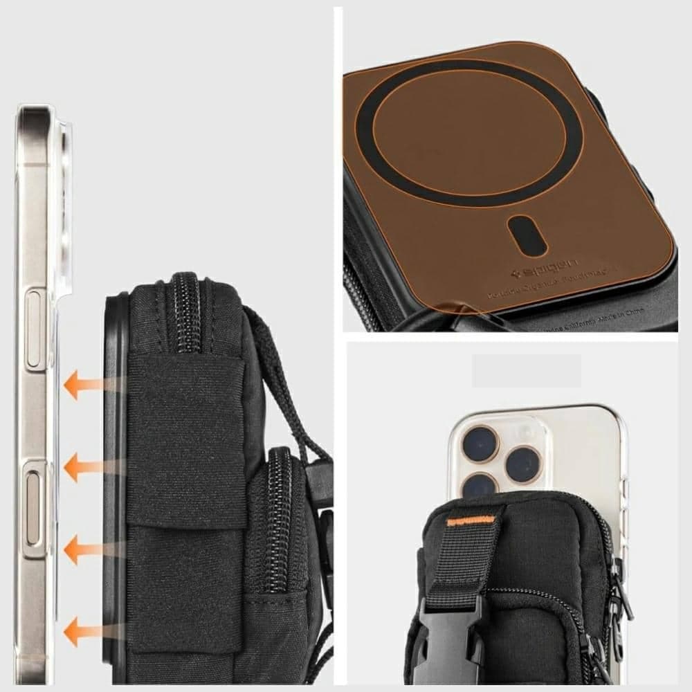 Μαγνητικός οργανωτής τηλεφώνου Spigen Snap Zip MagSafe μαύρος 5