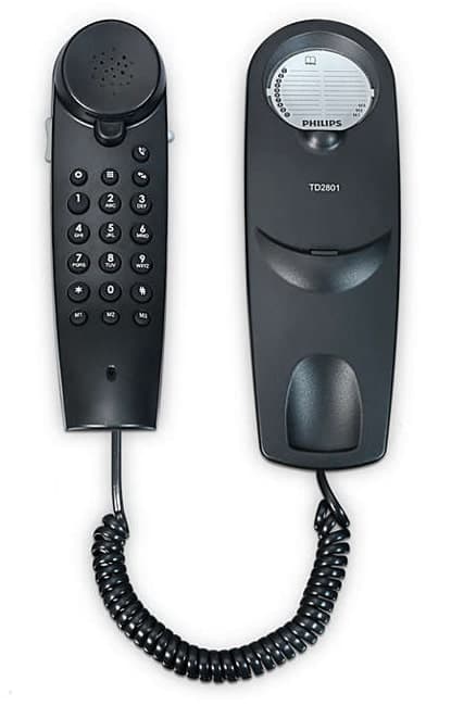 PHILIPS ενσύρματο τηλέφωνο TD2801B/00, επιτραπέζιο ή επιτοίχιο, μαύρο 3