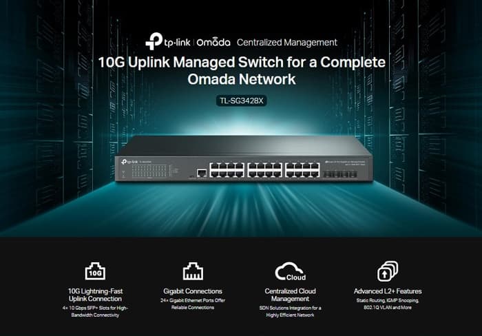 Διαχειριζόμενος διακόπτης TP-LINK L2+ TL-SG3428X, 24 θυρών Gigabit, 4x SFP+, Έκδ.1.0 2