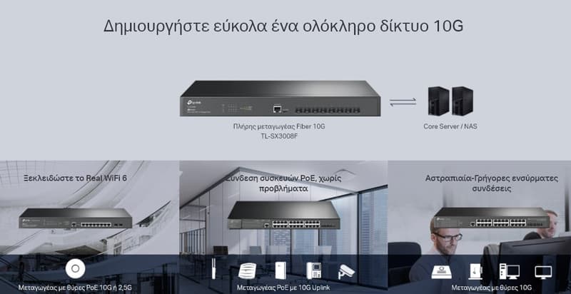 Διαχειριζόμενος διακόπτης TP-LINK L2+ TL-SX3008F, 8 θύρες 10Gbps SFP+, Έκδ. 1.0 2