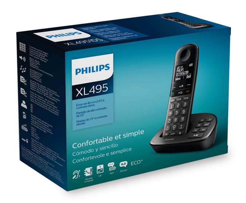 PHILIPS ασύρματο τηλέφωνο XL4951DS/34 ελληνικό μενού, τηλεφωνητής, μαύρο 4