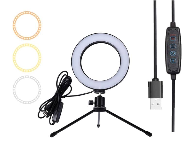 Φωτιστικό δαχτυλίδι LED ZD67B με μίνι τρίποδα, Φ 16cm, 12W 3
