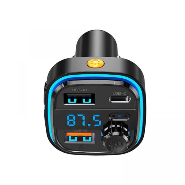 Πομπός FM Bluetooth και φορτιστής αυτοκινήτου XO DESIGN BCC08, 2 x USB-A - 1 x USB-C, Μαύρο 2