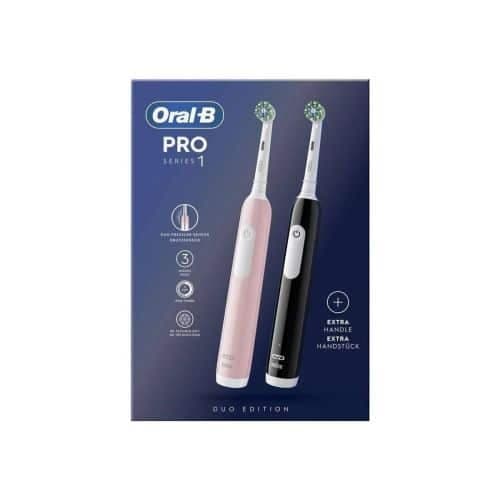 Ηλεκτρική οδοντόβουρτσα Oral-B Pro 1 Duo Pack, μαύρη/ροζ EU