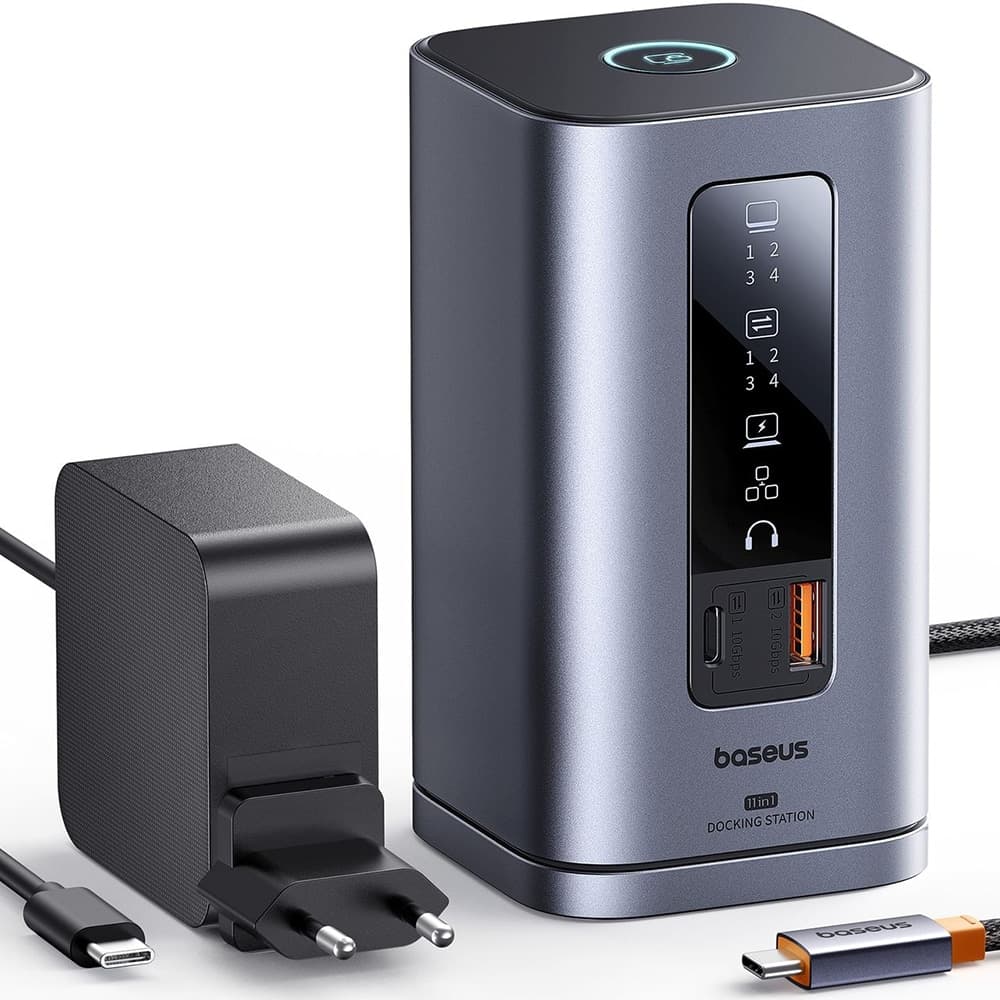 Baseus - Σταθμός σύνδεσης 11 σε 1 Spacemate Series (B0112701) - Τριπλή οθόνη 4K, 10Gbps, γρήγορη φόρτιση PD100W - Γκρι 2