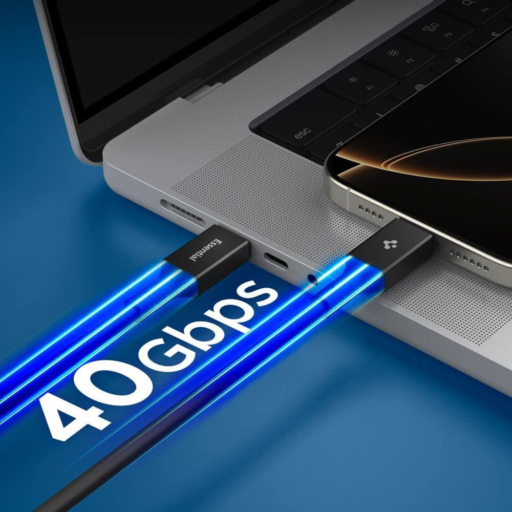 Καλώδιο USB-C Spigen EB24015CC Essential 240W 1.5m Μαύρο 4