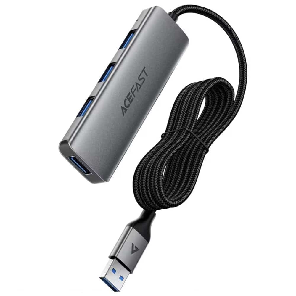 Acefast - Hub 4 σε 1 (J17) - 4 x USB3.0, 5Gbps, Plug & Play, Κράμα αλουμινίου, 5V/3A, Καλώδιο USB, 1m - Μεταλλικό γκρι 2