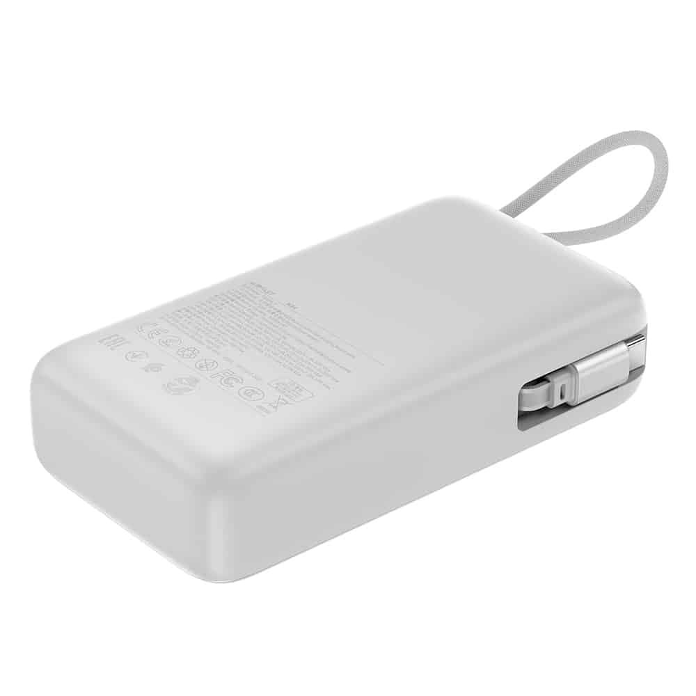 Acefast - Power Bank (M34) - με τηλεσκοπικό καλώδιο, Type-C, γρήγορη φόρτιση, PD45W, 20000mAh - Ασημί 3