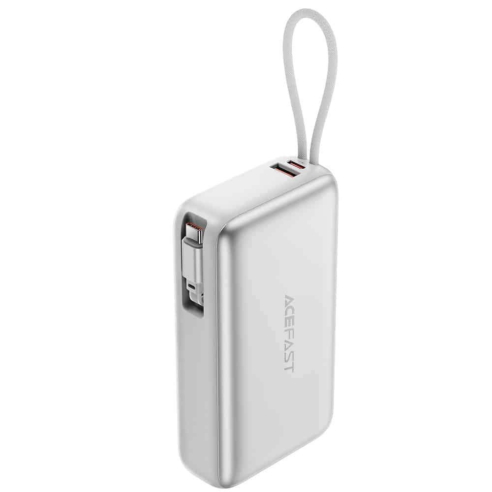 Acefast - Power Bank (M34) - με τηλεσκοπικό καλώδιο, Type-C, γρήγορη φόρτιση, PD45W, 20000mAh - Ασημί 2